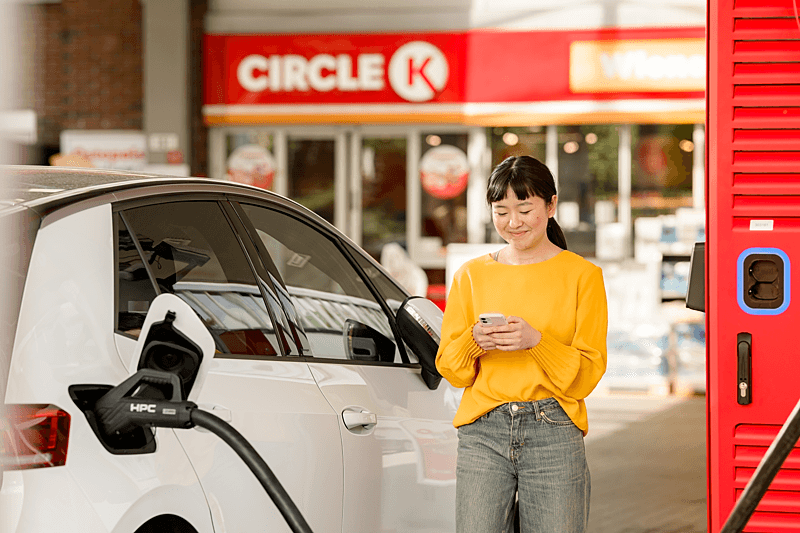 Woman starting charging