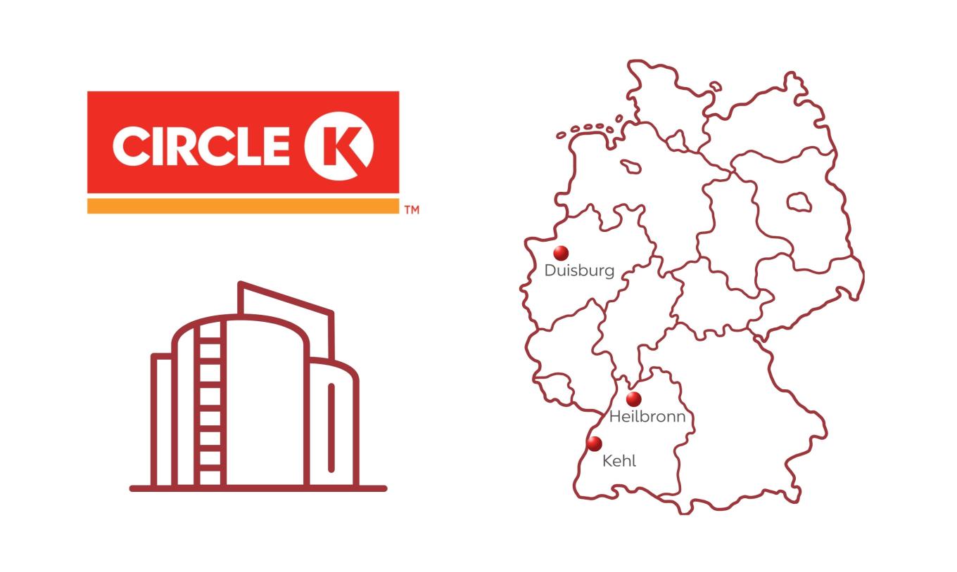 Tanklager Circle K Deutschland mit Karte und Logo